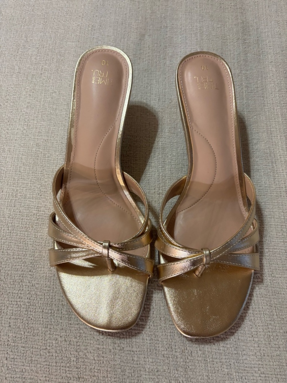 Metallic Gold Slip-On Knot Sandals - Women